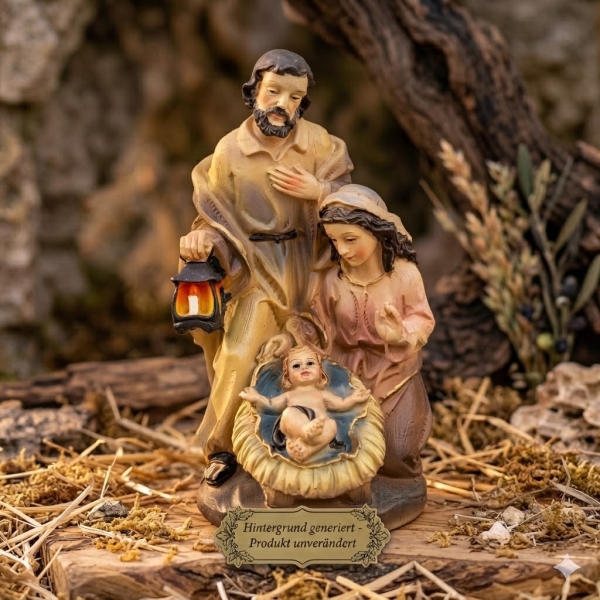 Krippenfigurenblock Heilige Familie klein, ca. 14 cm, K 030G-14